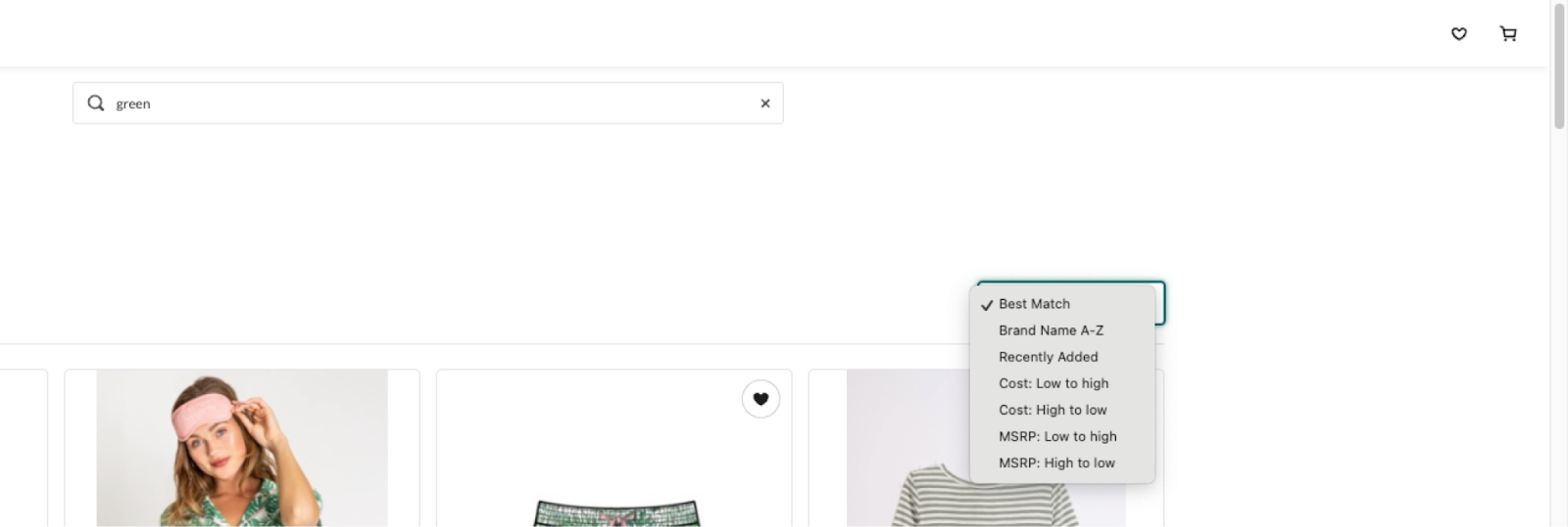 Image of Sort options.