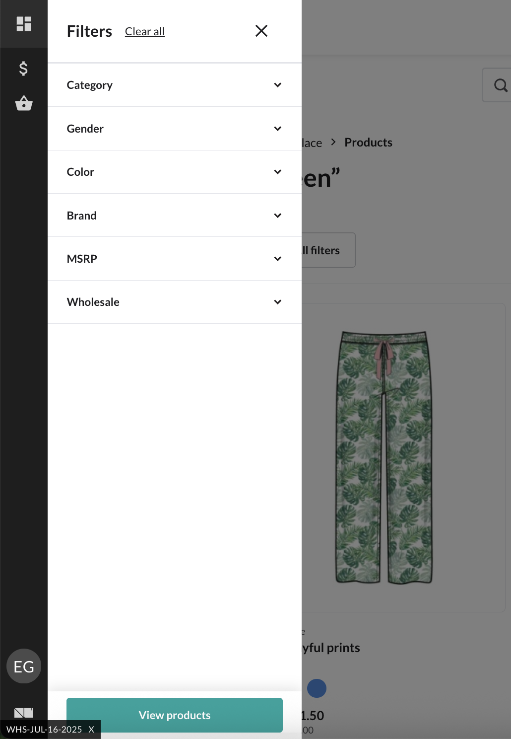 Image of available filters.