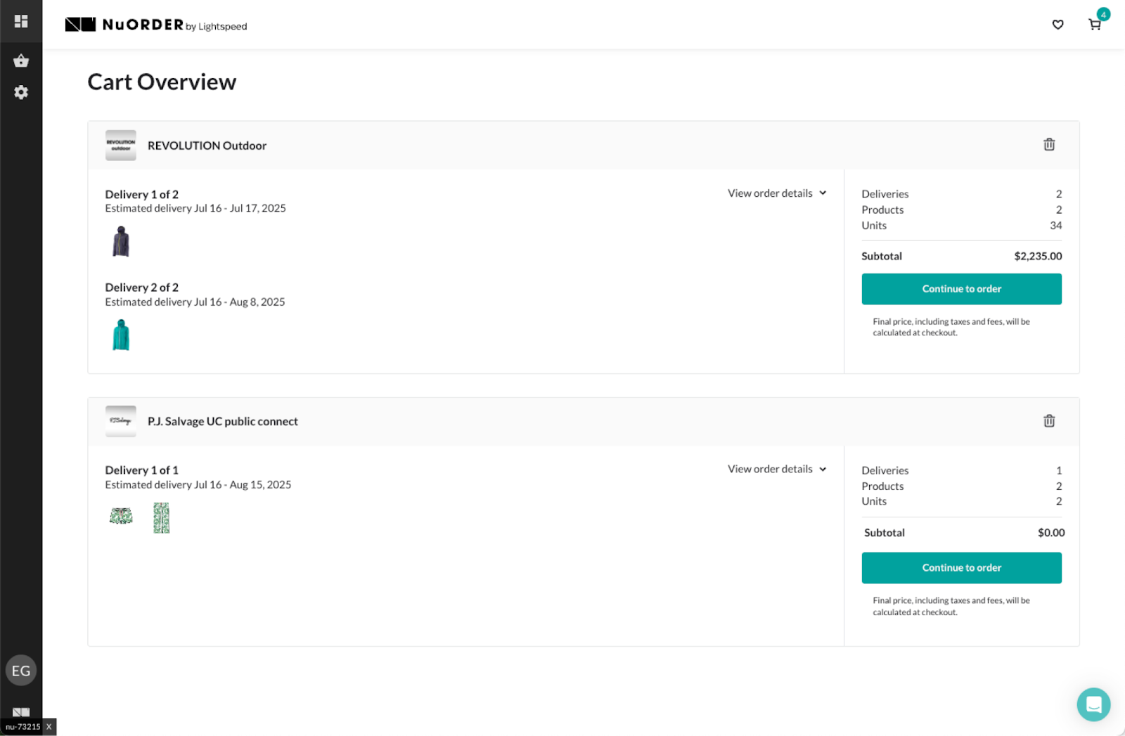 Image of the Cart overview.