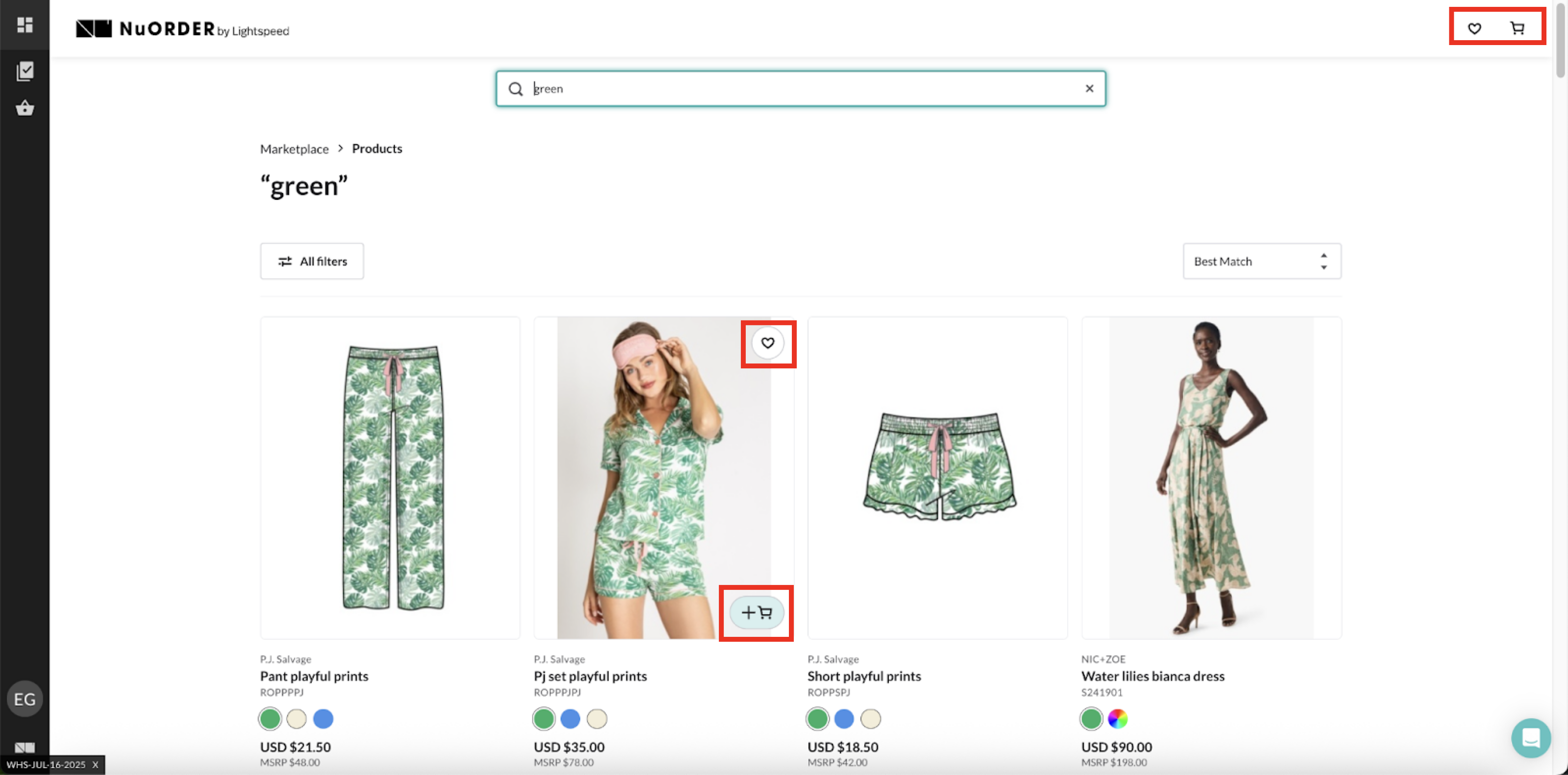 Image of Favorites and Cart icons.