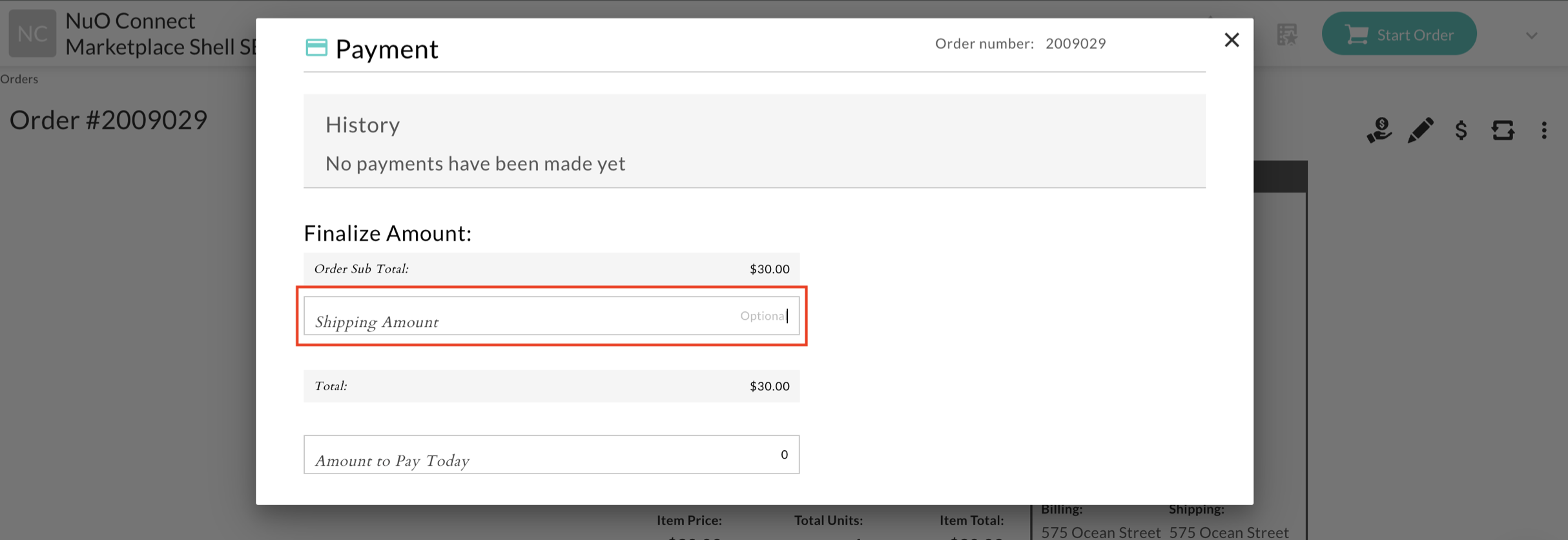 Image of Shipping Amount field.