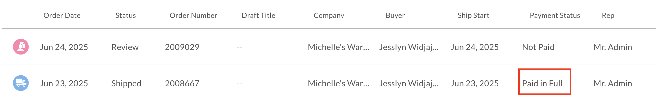 Image showing a paid in full order.