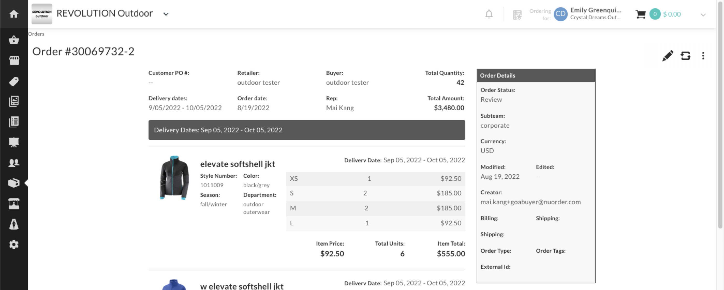 Image of an Order Details page.