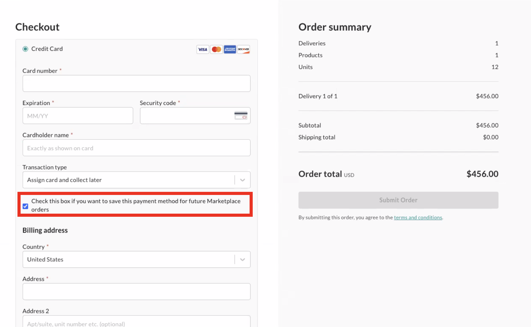 Image of Checkout screen.