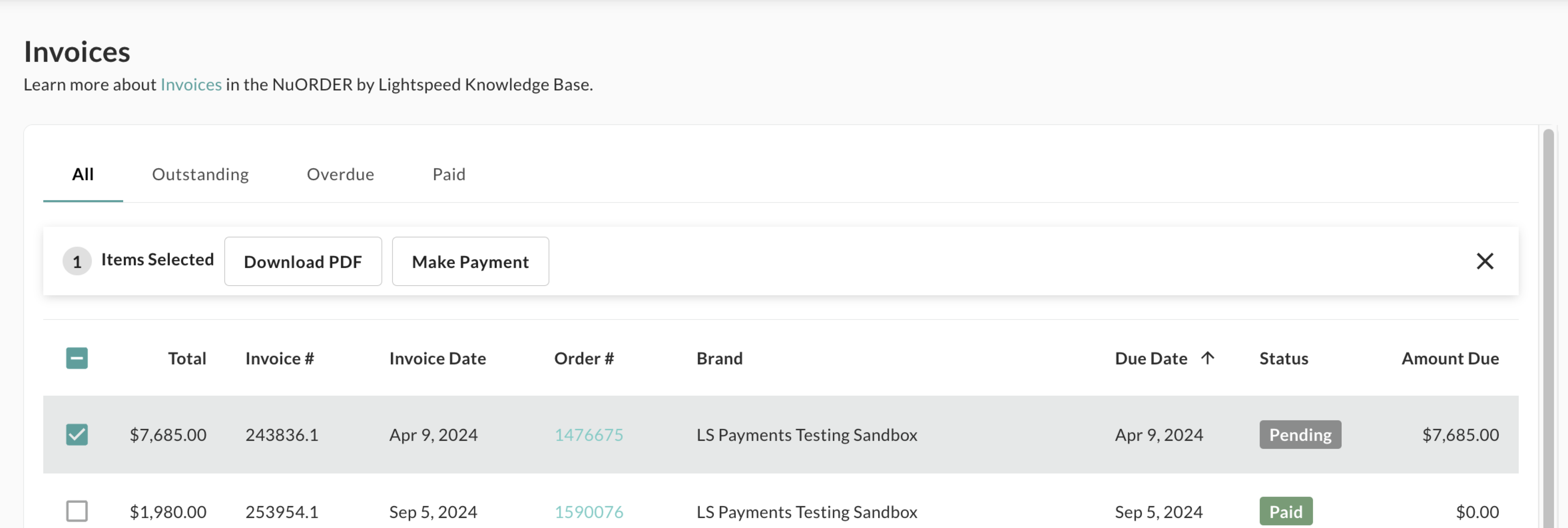 Image of a selected invoice.