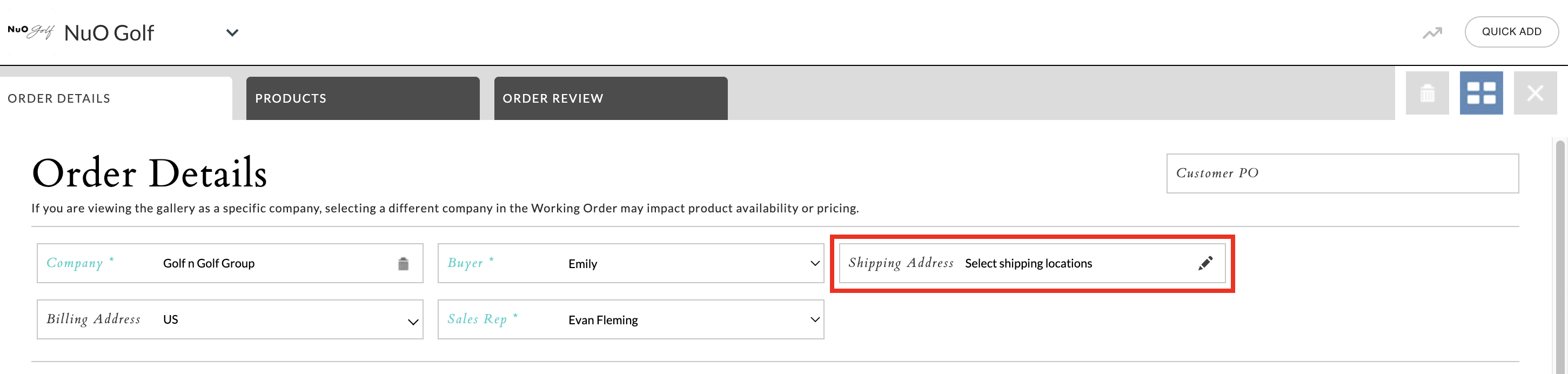 Image of Shipping Address.