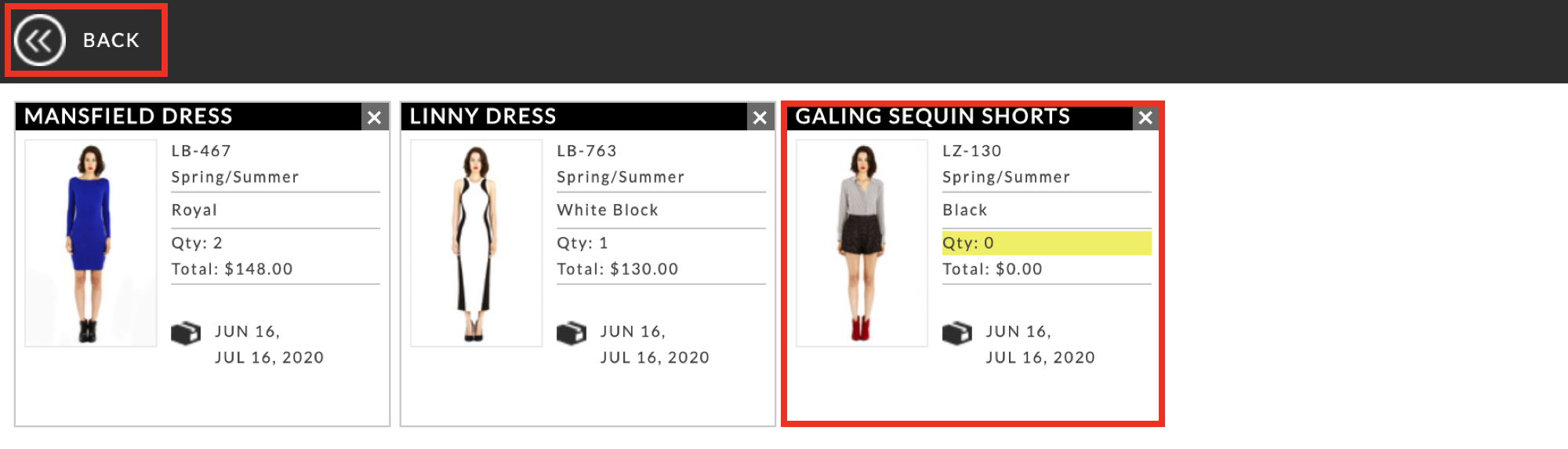 Product with yellow flag.