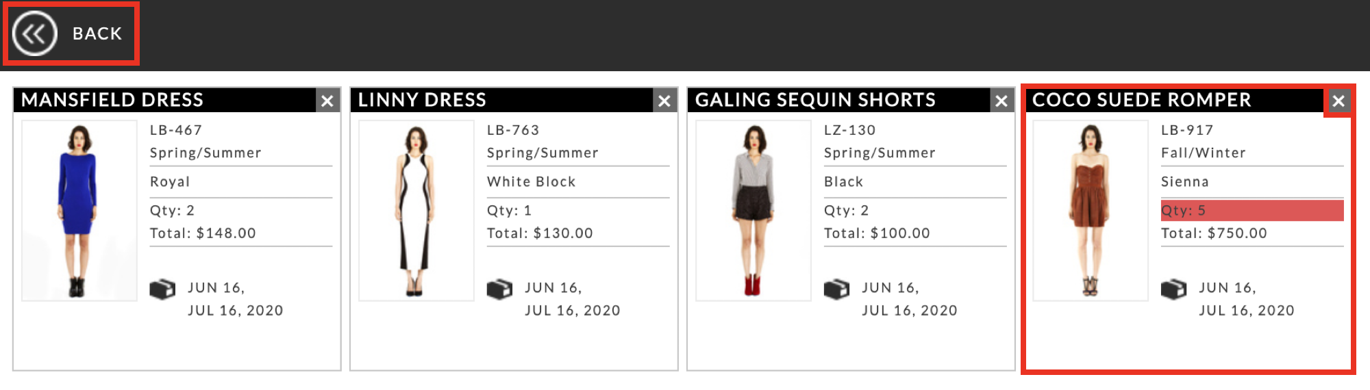 Product with red flag.