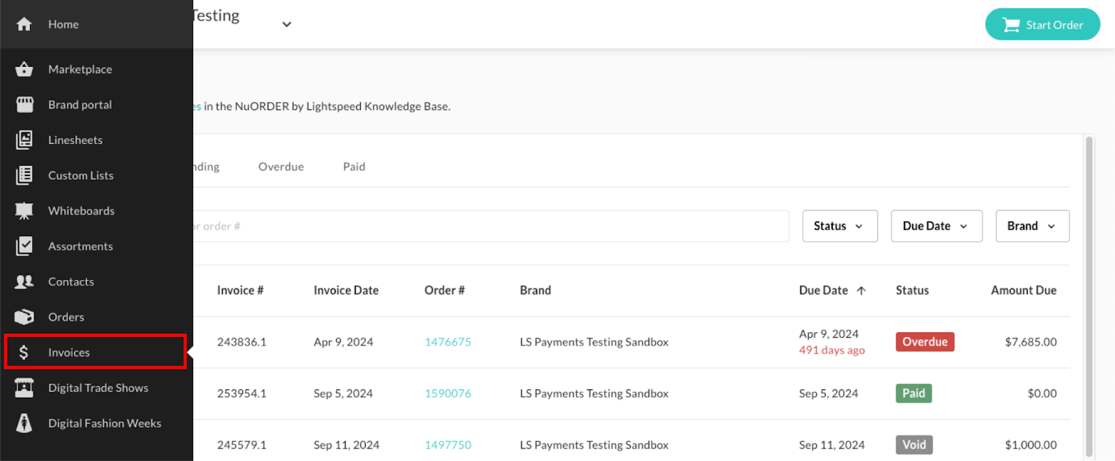 Image of the left main menu.