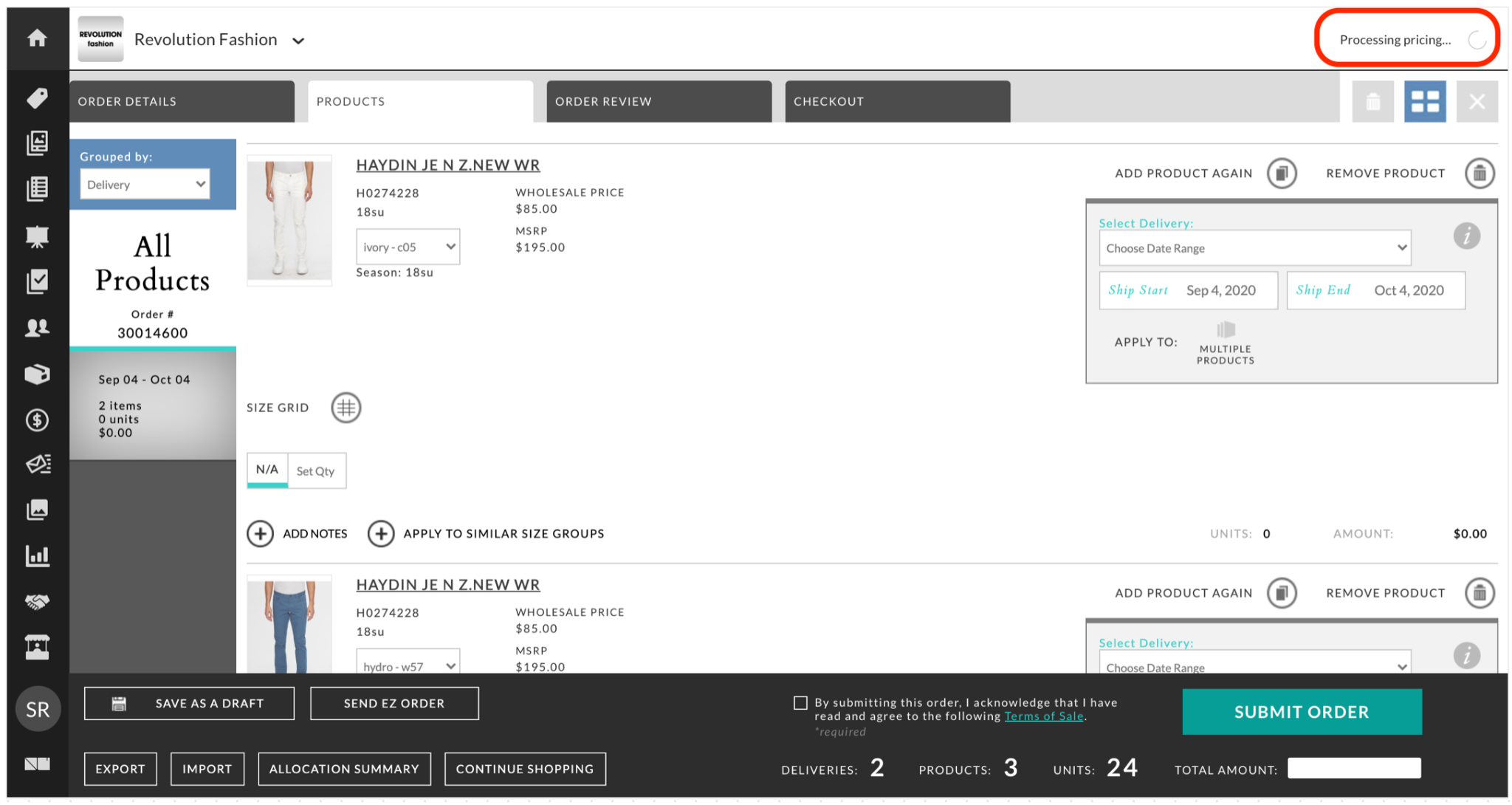 Processing pricing message.