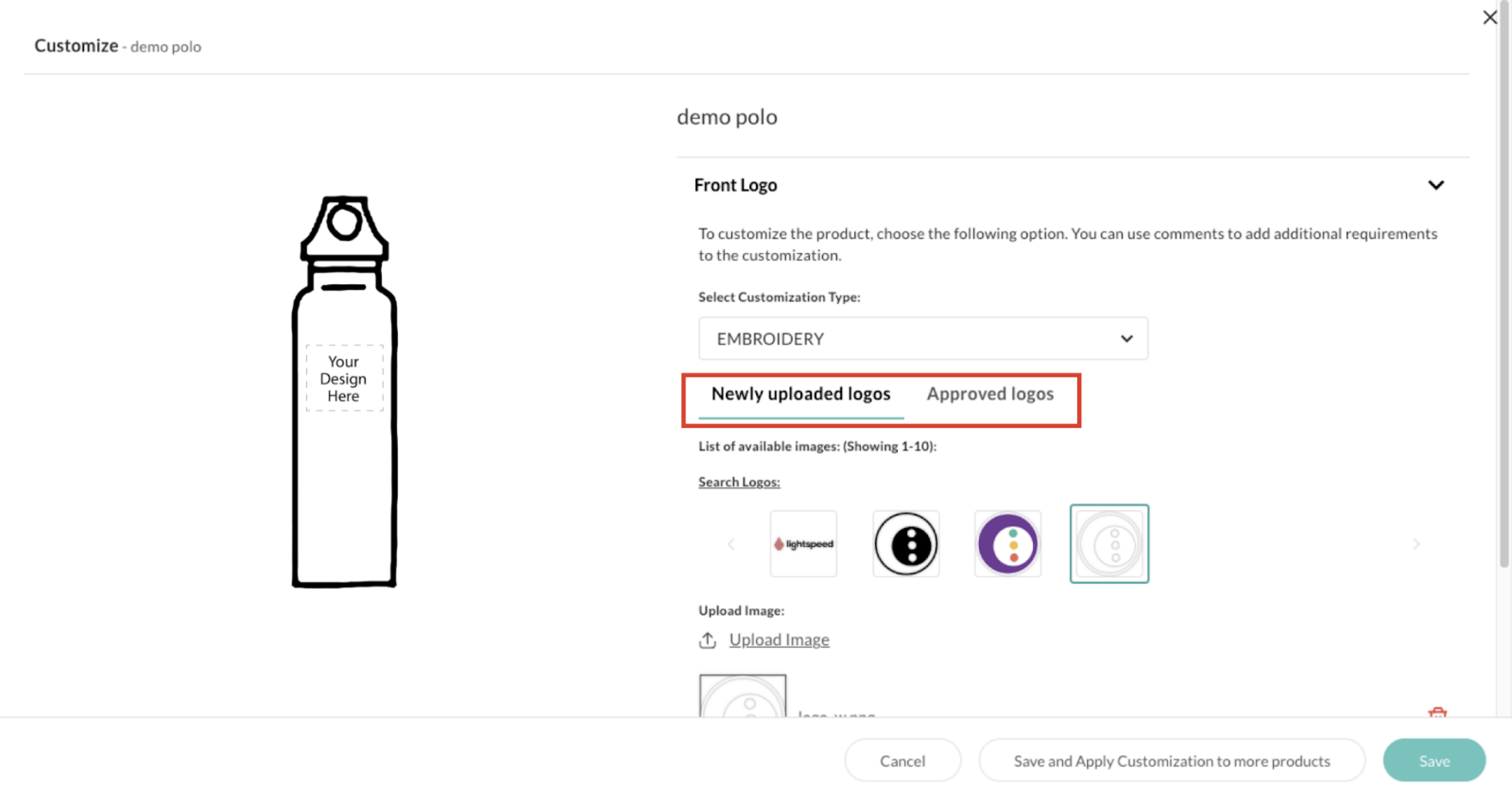 Image of the Customize screen.