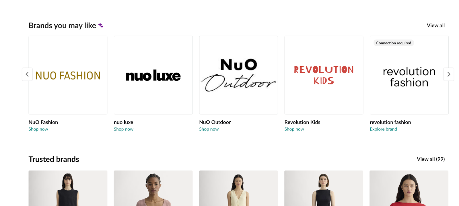 Image of Brands you may like with brand recommendations.