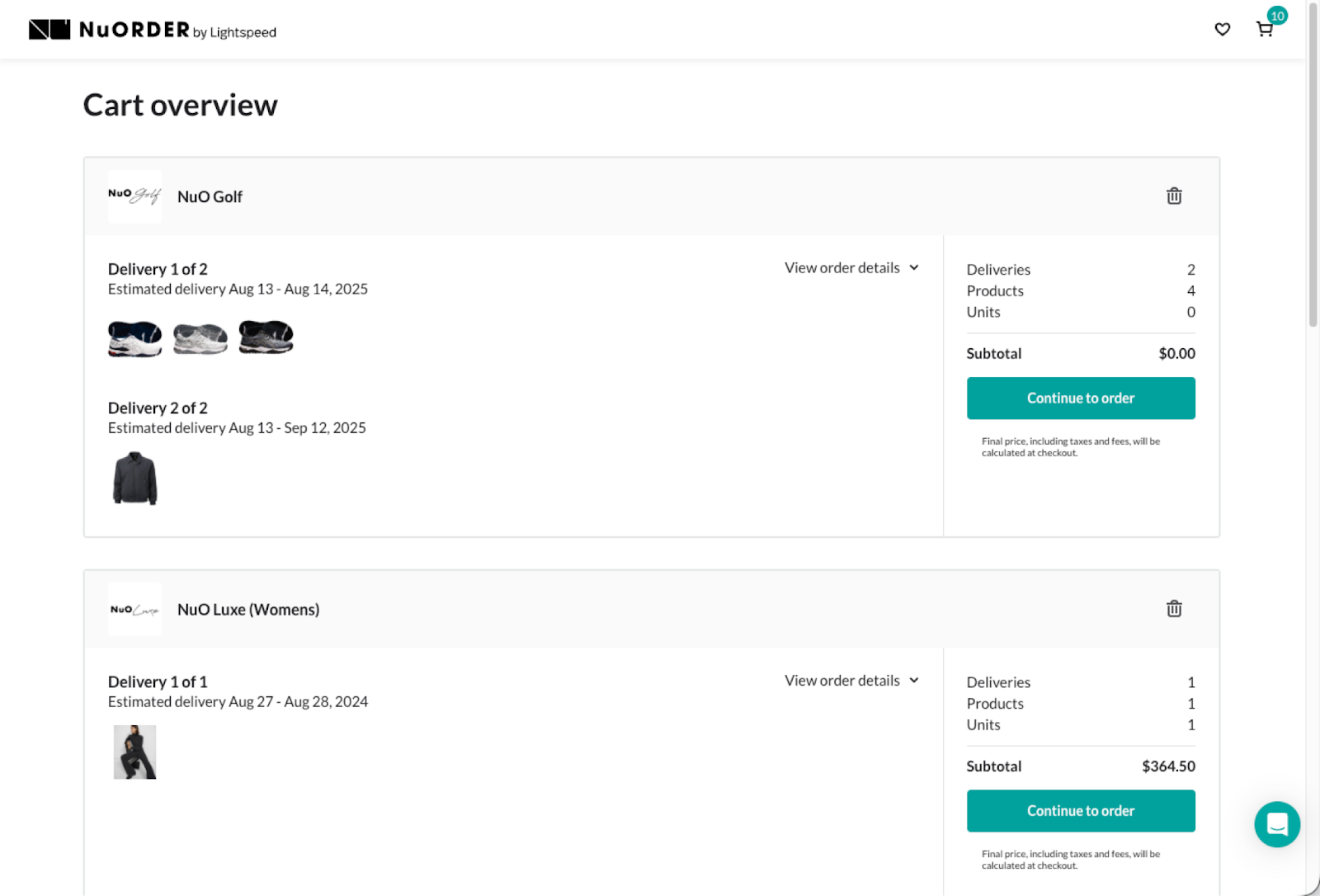 Image of the cart overview.
