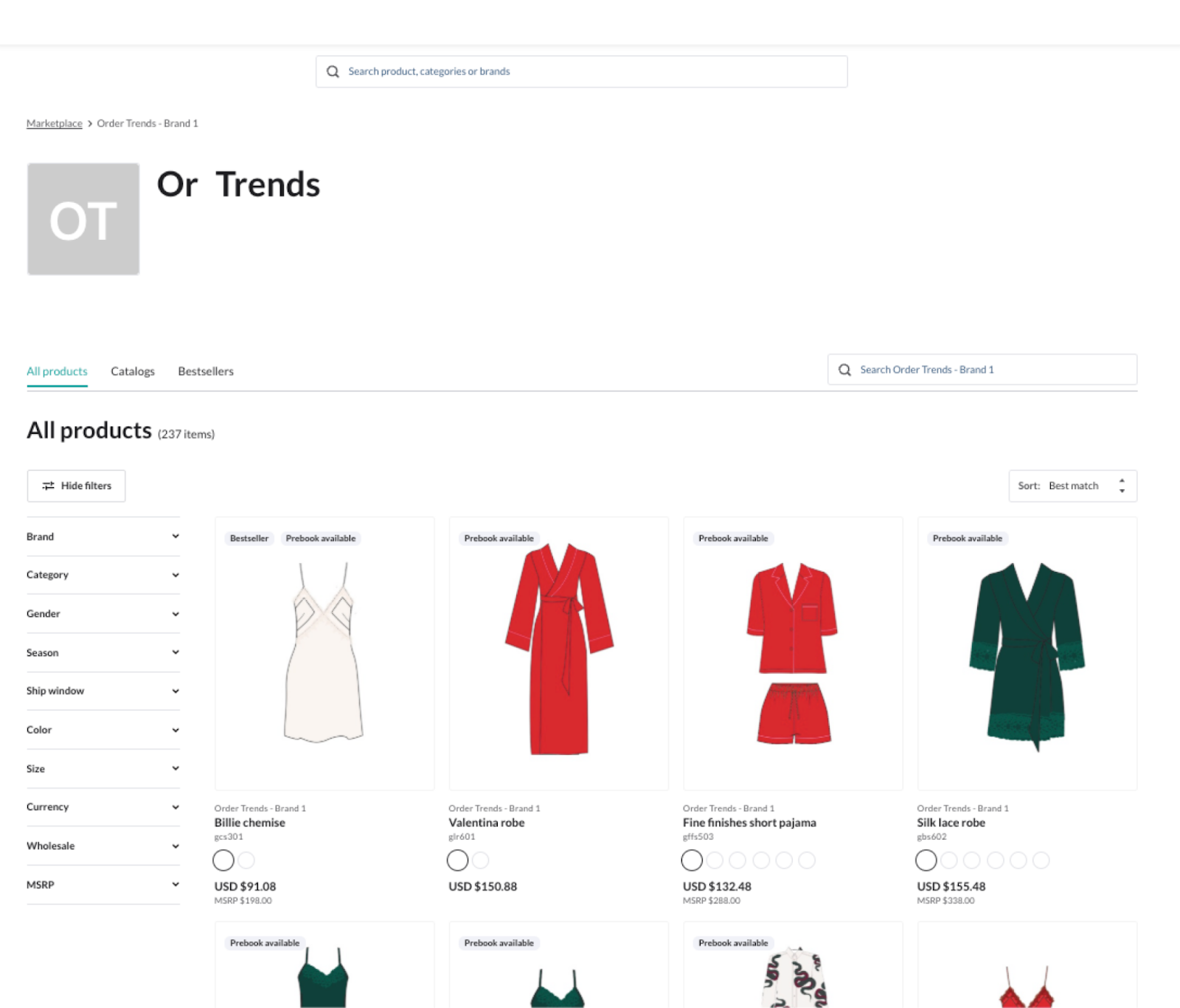 Image of product listing page.