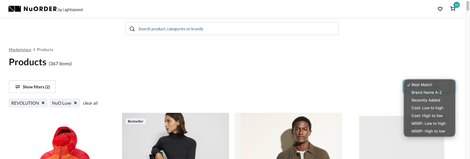 Image of Sort options.