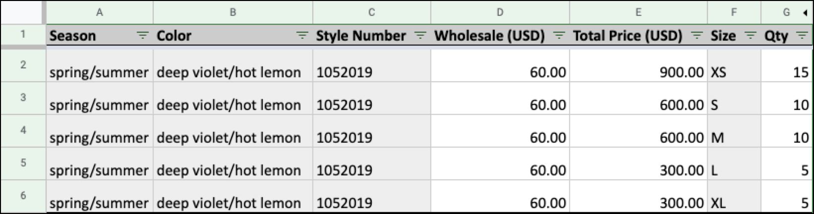 Order example 1.