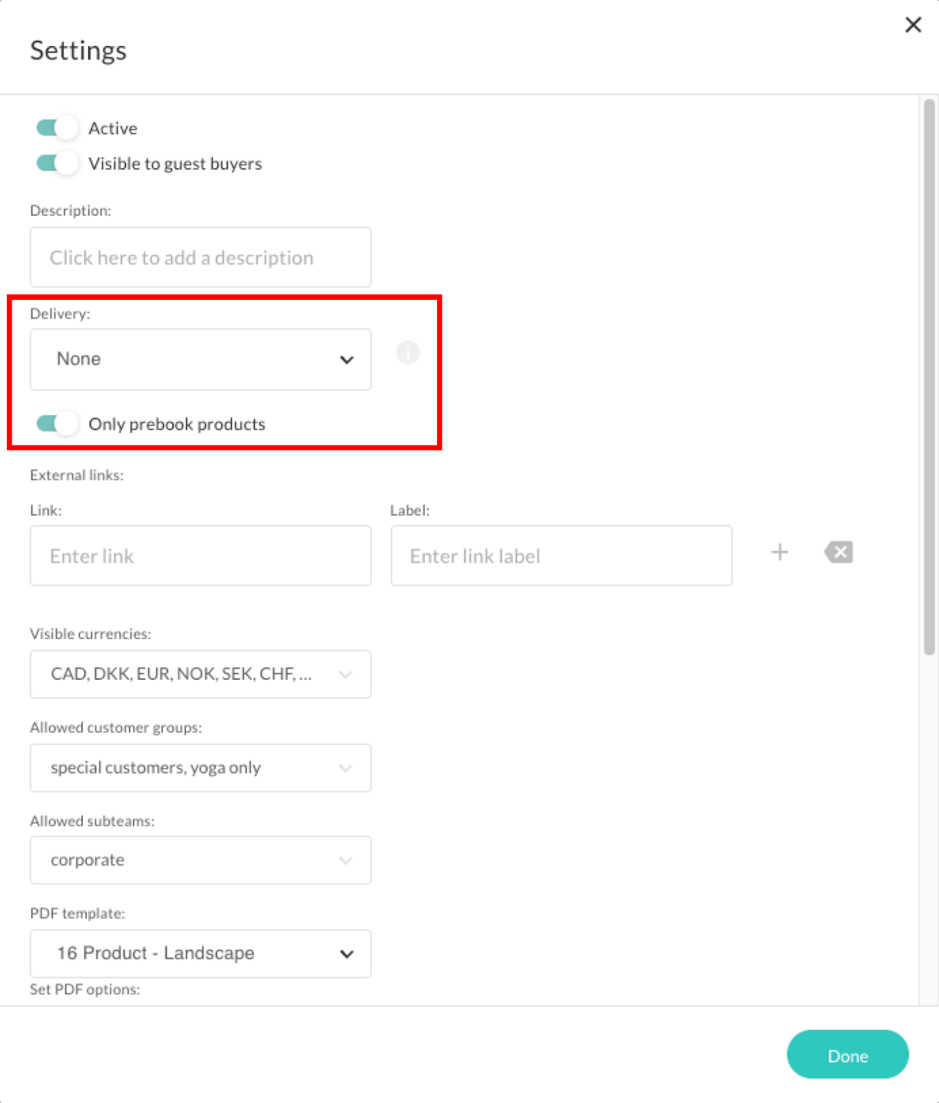 Image of linehshee settings.