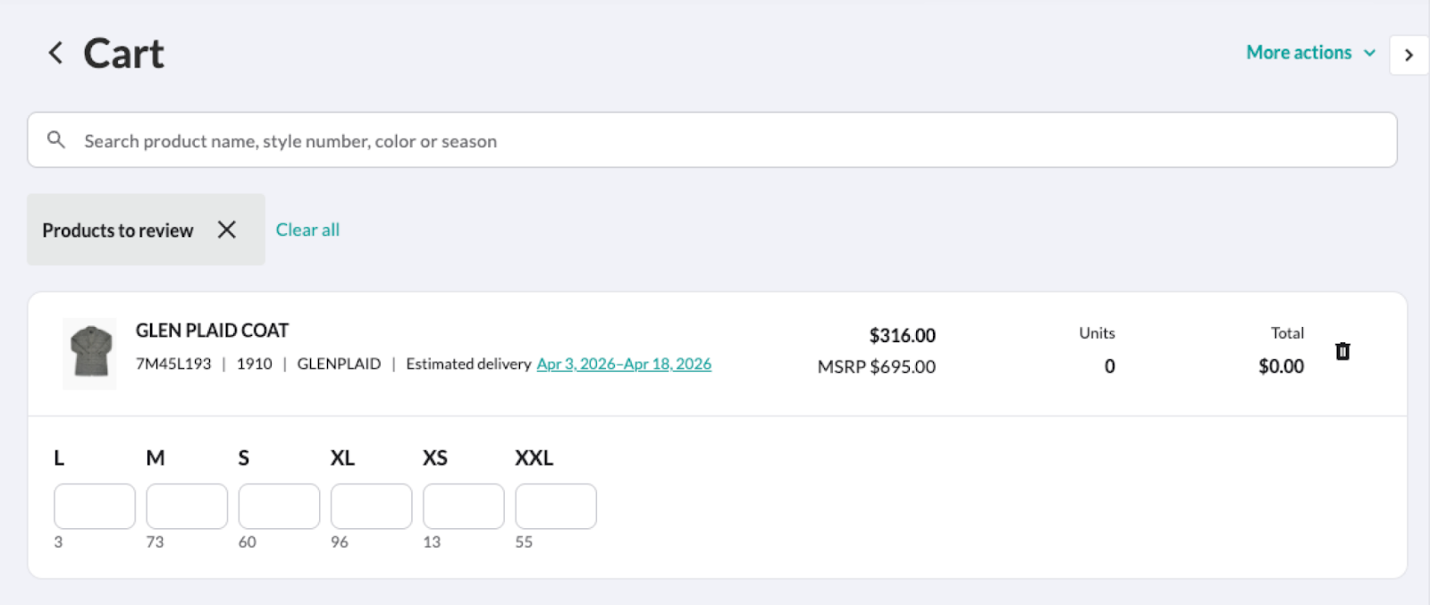 Image of products in the cart that need review.