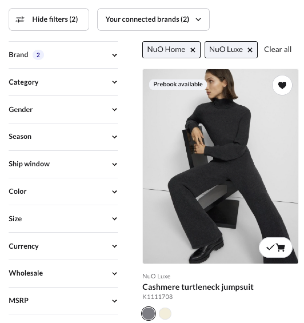 Image of filter options.