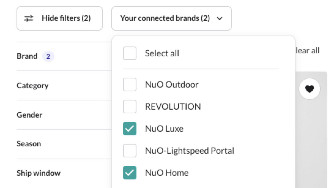 Image of Your connected brands dropdown.