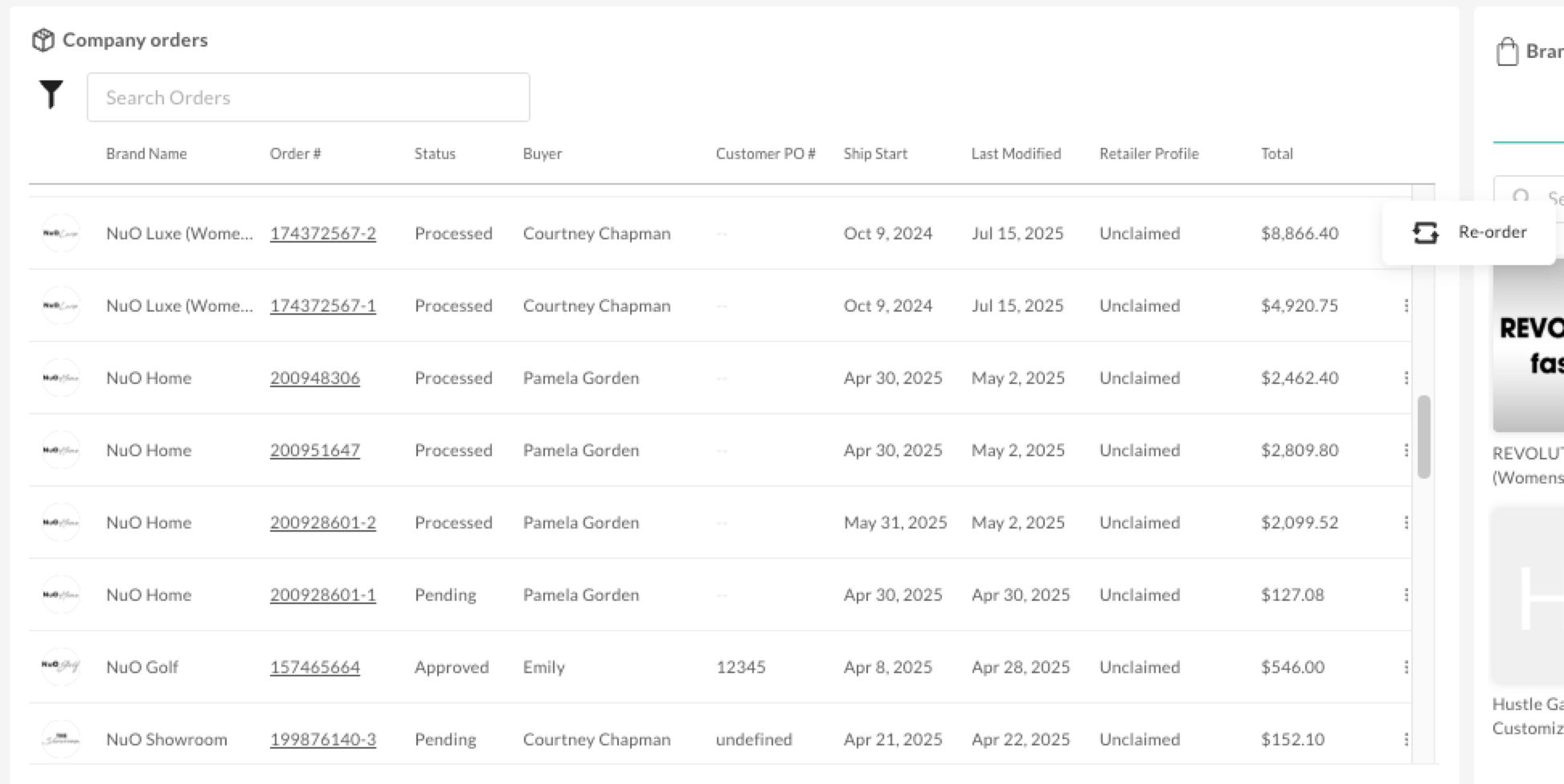 Image of Company orders.
