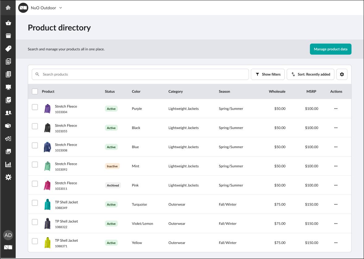 Image of the new Product directory page.