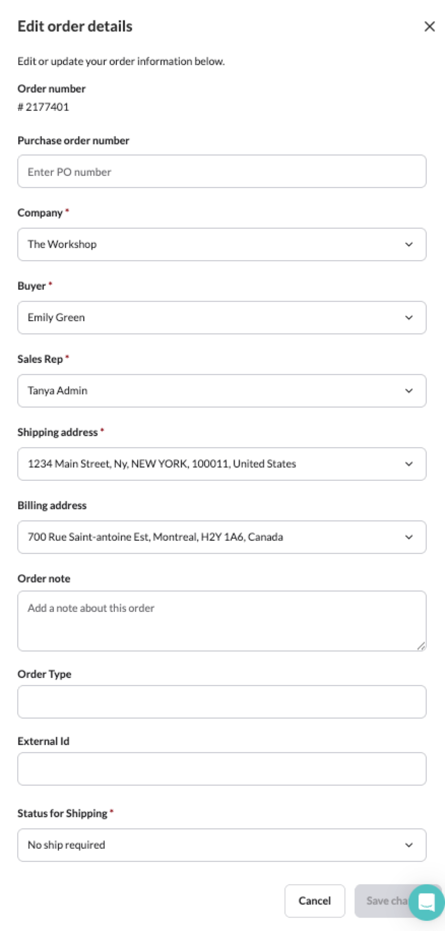 Image of Order details in the cart.