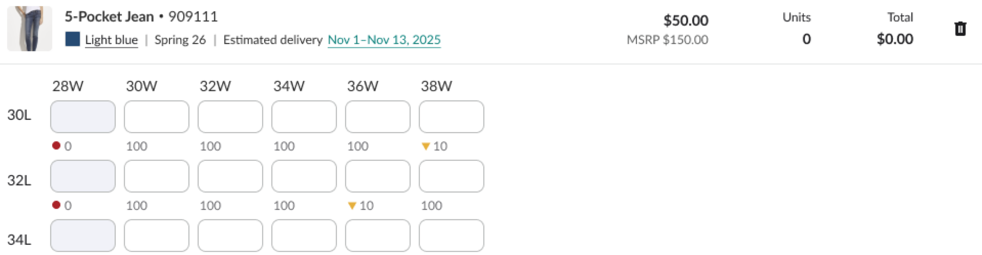 Image of a product with size grouping.