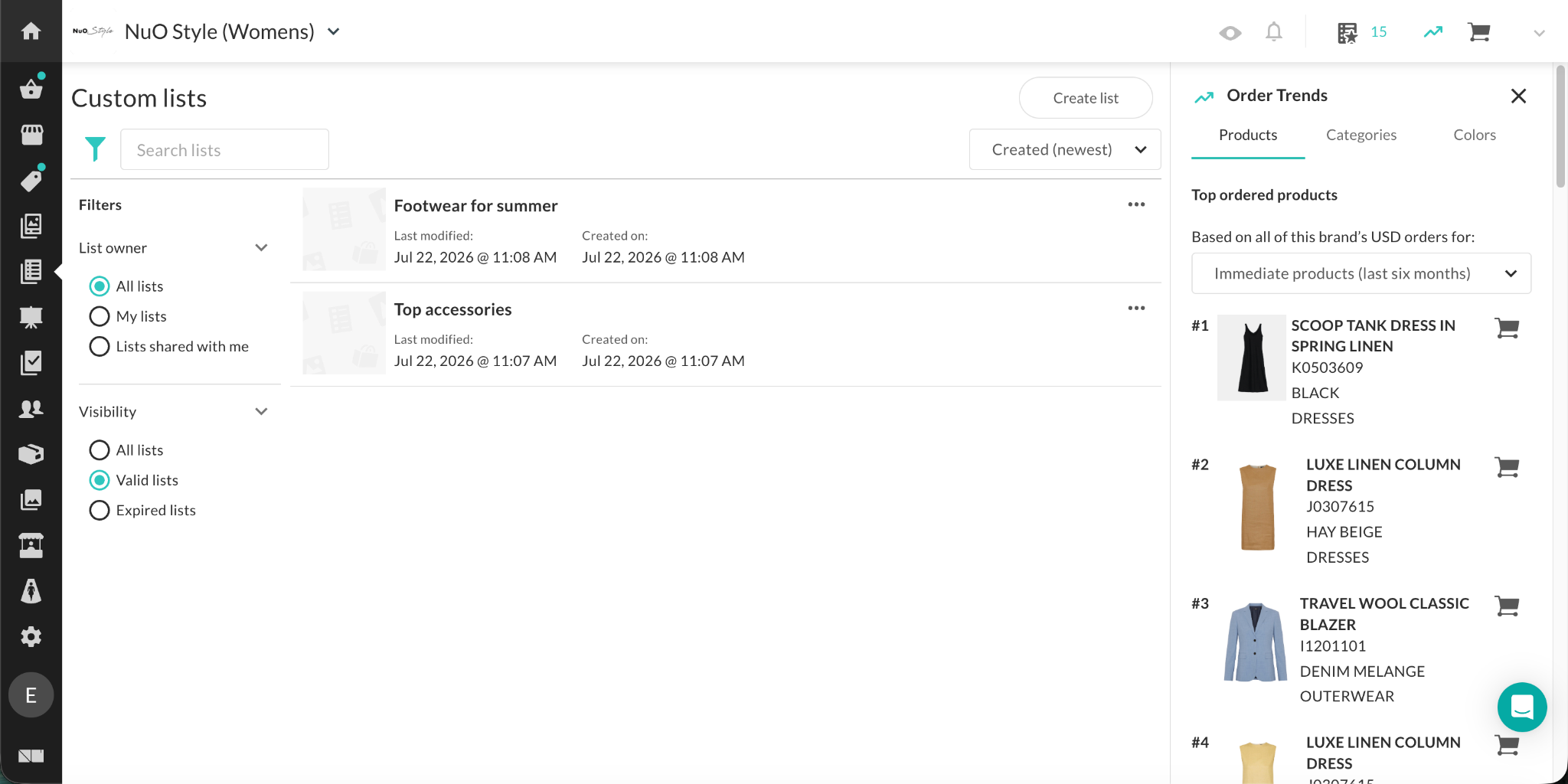 Image of Custom Lists and Order Trends.