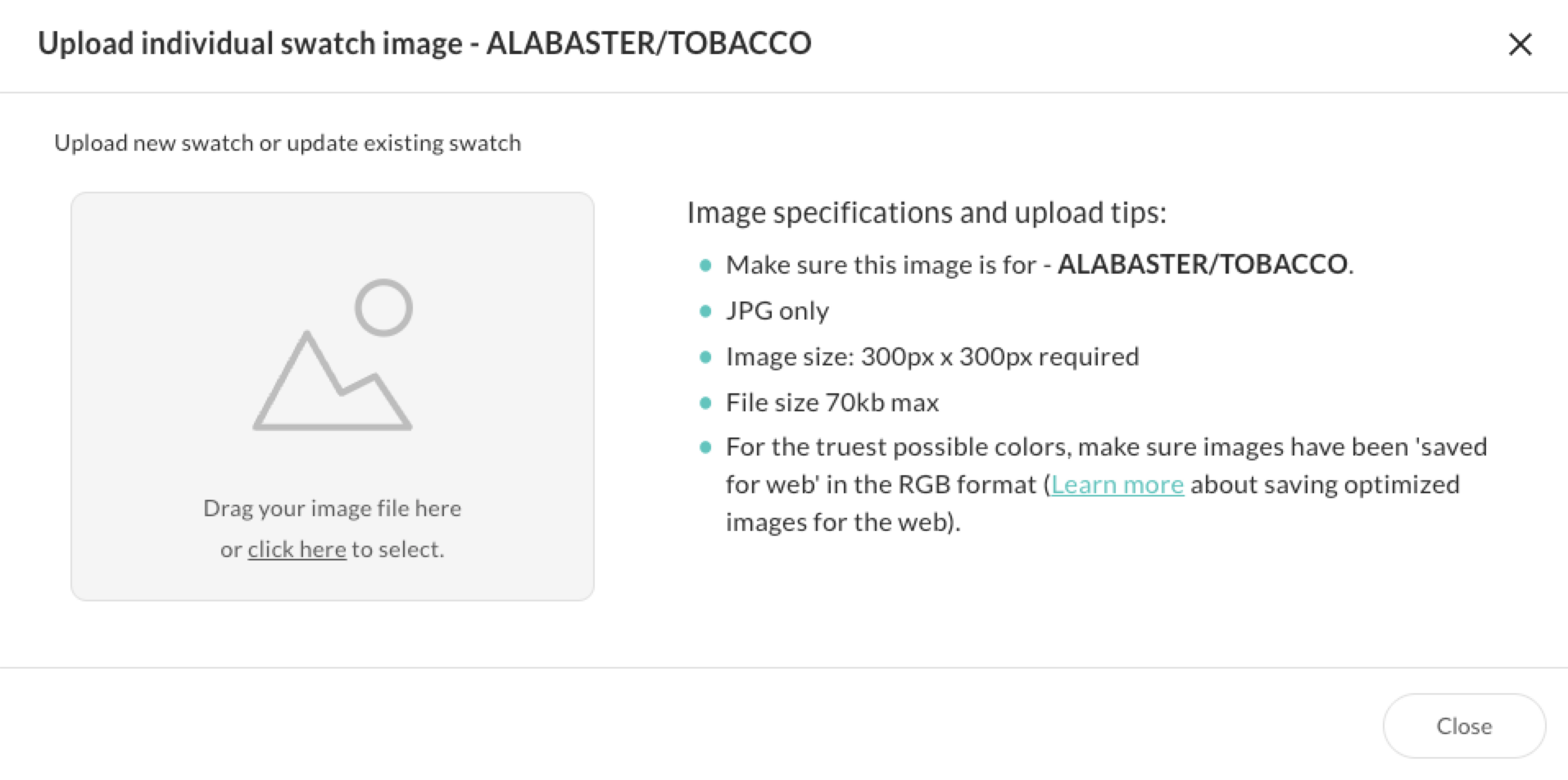 Image of the upload screen.