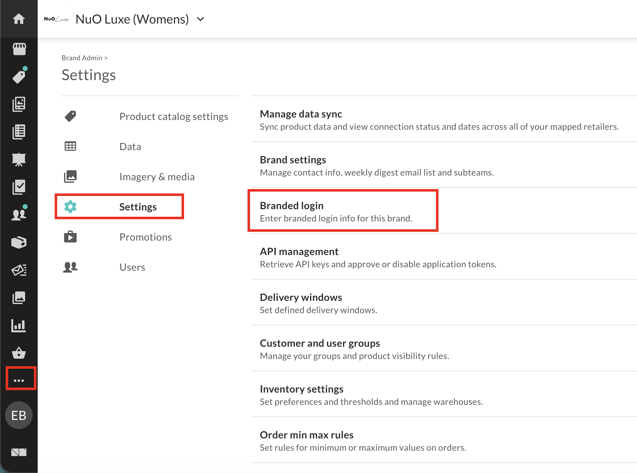 Image of Branded login in Brand Admin.