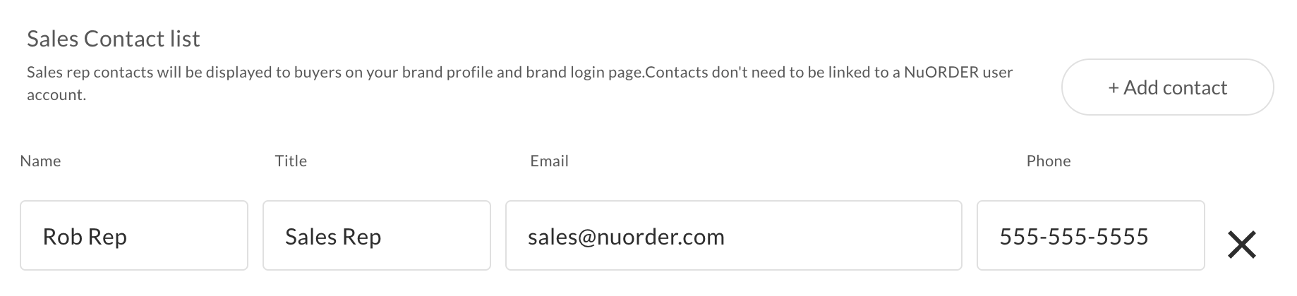 Image of the Sales Contact list.