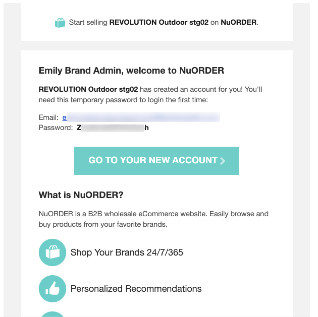 Image of an example brand user email.
