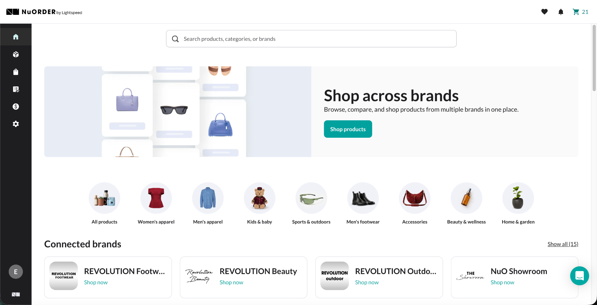 Image of the NuORDER Home page.