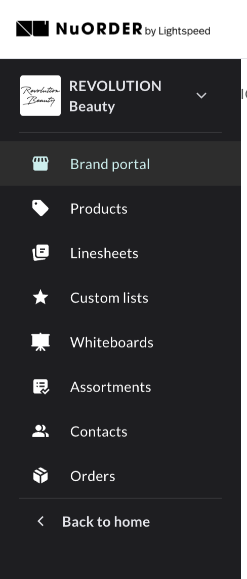 Image of brand portal menu.