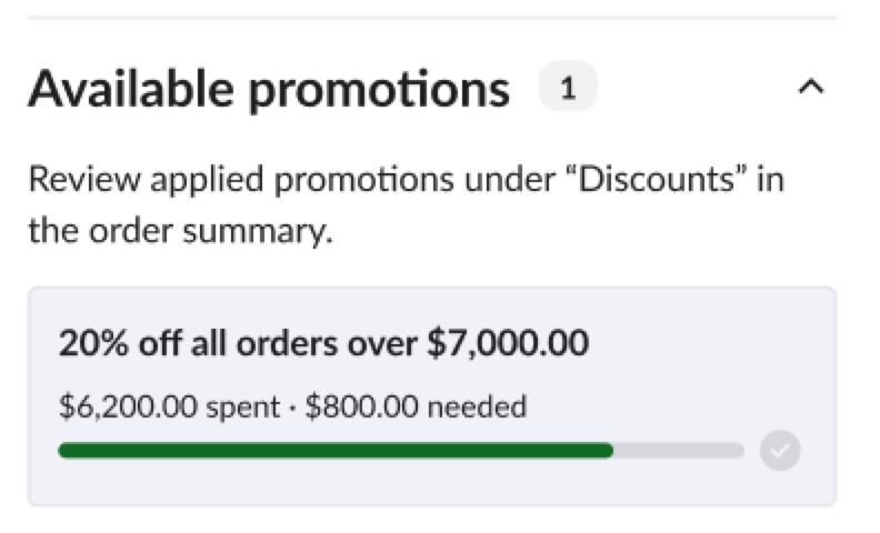 Image of the Available promotions section.