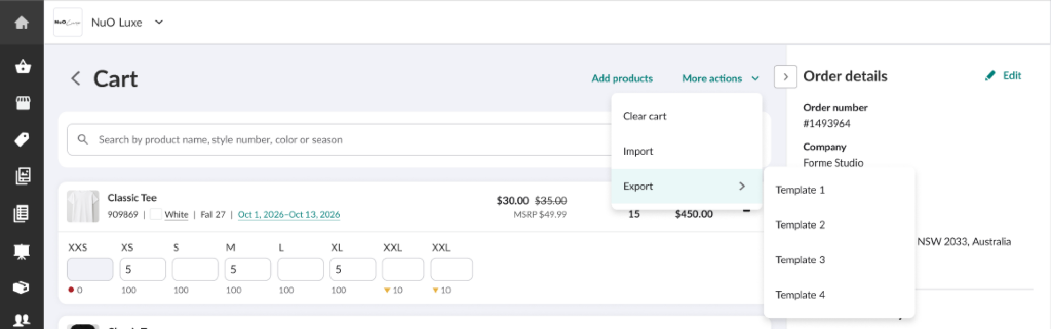 Image of Export options.