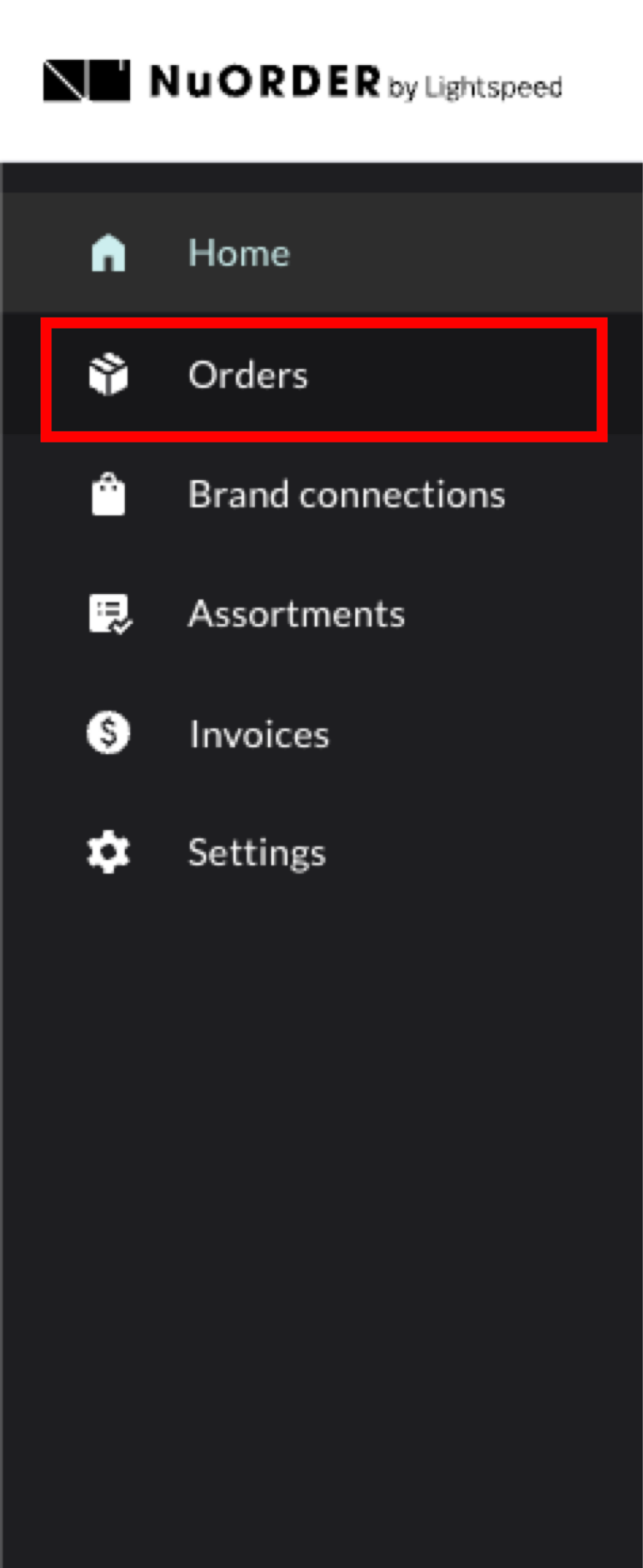 Image of the Orders option in the main menu.
