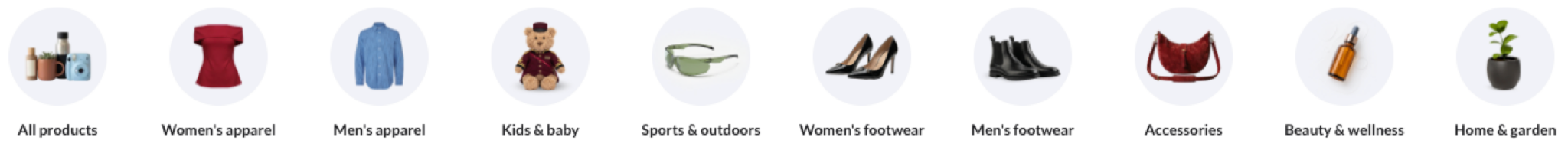 Image of available categories.
