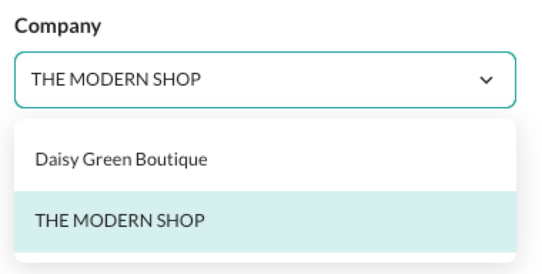 Image of company selection on the Product Details page.