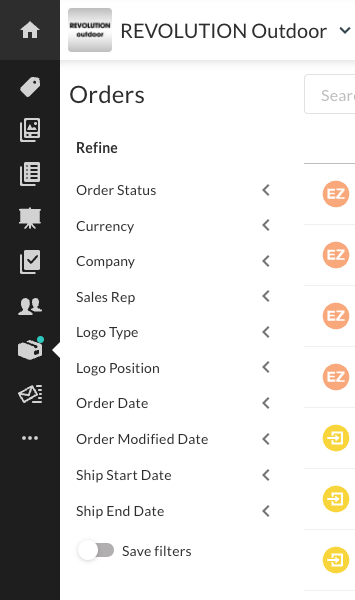 Use Filters on your Orders tab.
