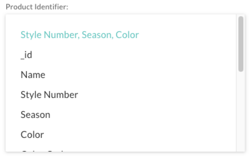 Product identifier options.