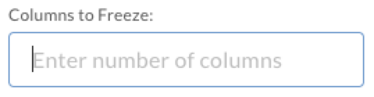 Columns to freeze field.
