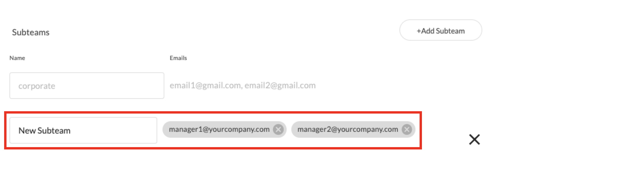 Press Enter or Return after adding each email.
