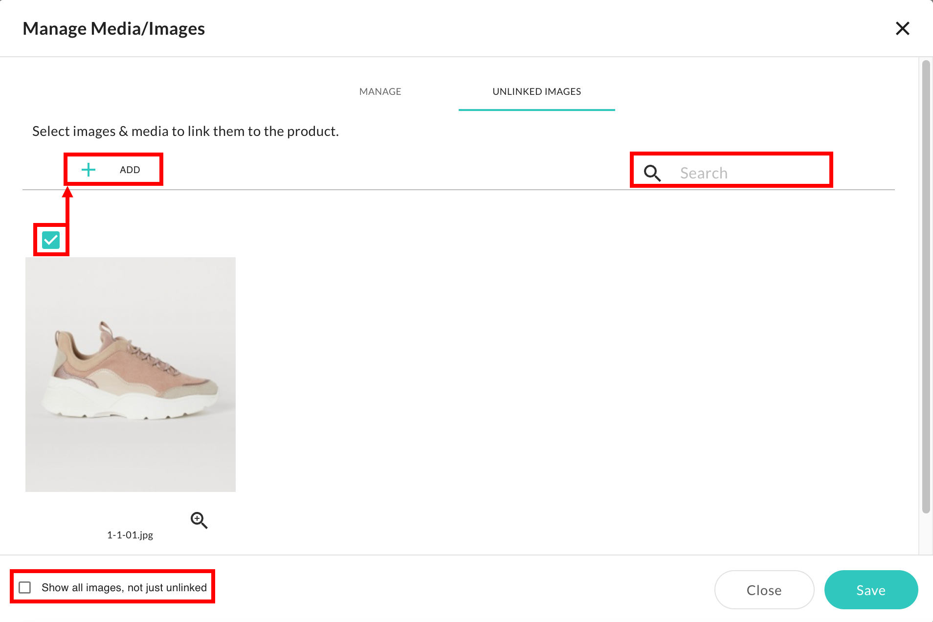 Unlinked Images tab on Manage Media/Images.