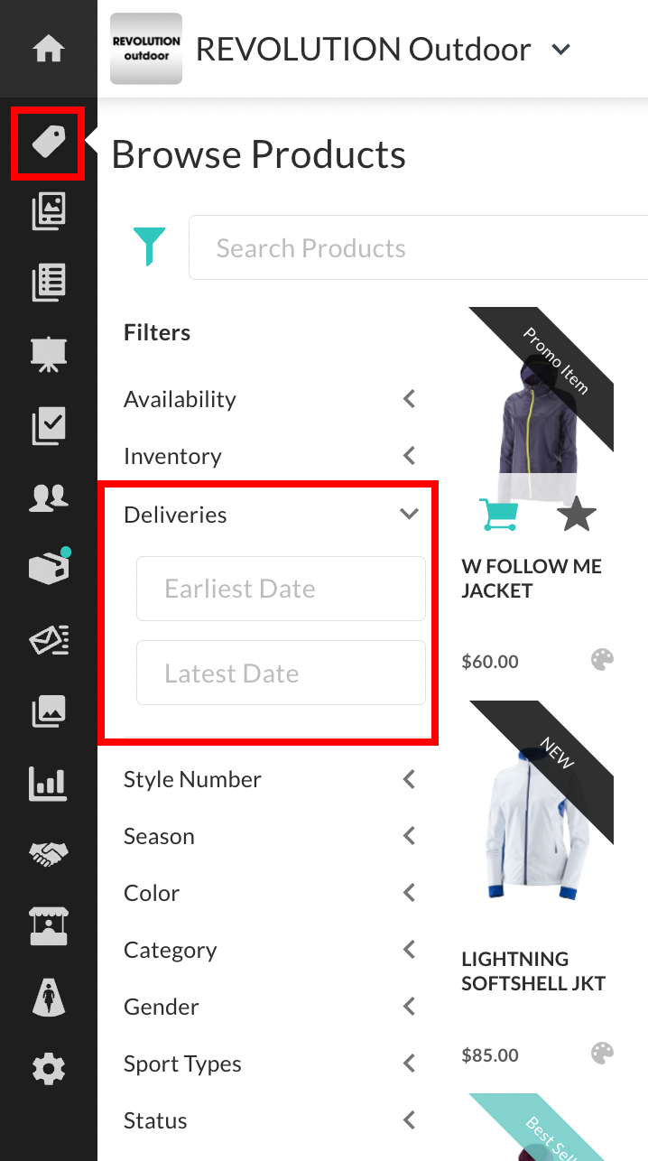 Hide deliveries filter in product gallery disabled.