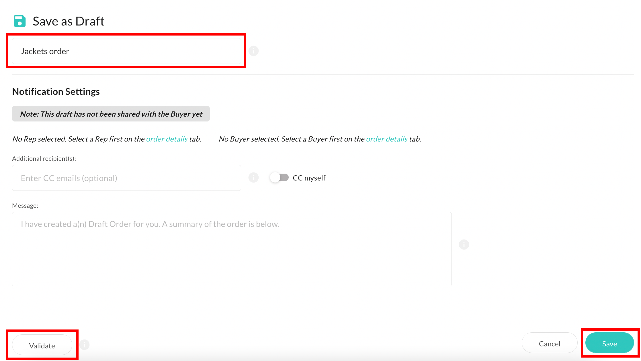 Enter details, validate, and save.