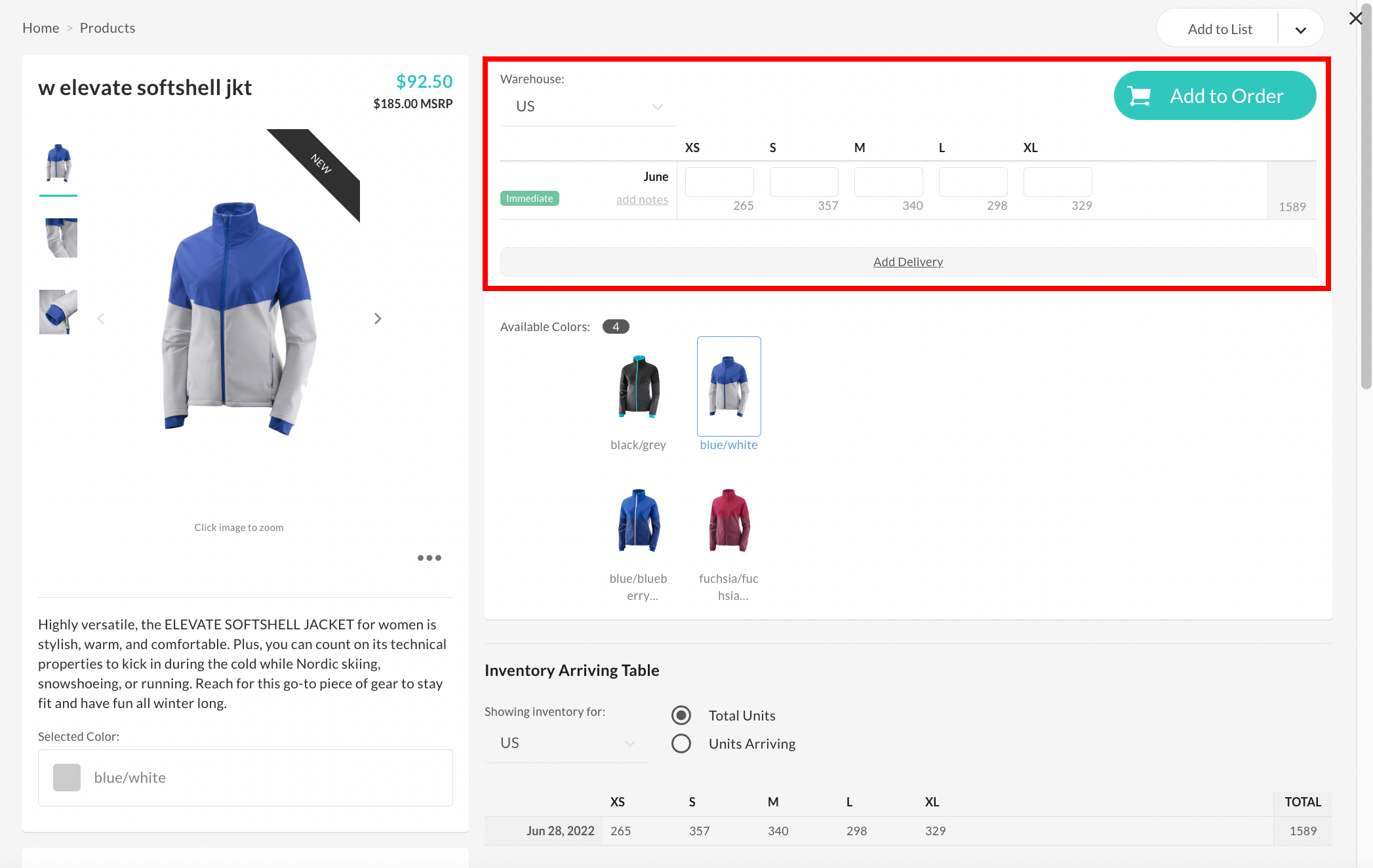 Product details.