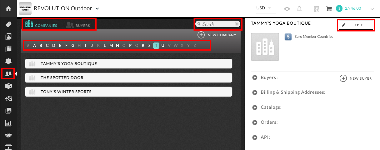 Origional Contacts Page view.