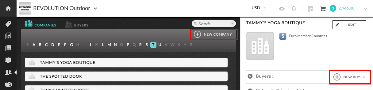 Add companies and buyers.